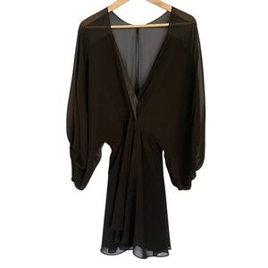 Mara Hoffman Black Chiffon Balloon Sleeve Mini Dress